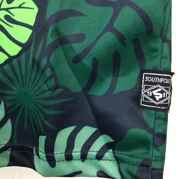 Southpole Small T Shirt Green Leaf Print Short New - Picture 2 of 5